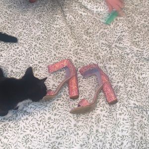 Pink sparkly high heels